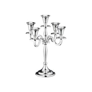 Cepewa Luxe kandelaar - klassiek zilver - 27 cm - metaal - 5 armen - kaarshouder dinerkaarsen -