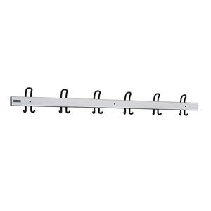 Eurokraft pro Kapstoklijst met dubbele haken, lengte 1500 mm, 6 dubbele haken, lichtgrijs