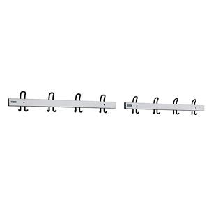 Eurokraft pro Kapstoklijst met dubbele haken, lengte 2 x 1000 mm, 2 x 4 dubbele haken, lichtgrijs