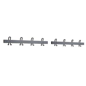 Eurokraft pro Kapstoklijst met dubbele haken, lengte 2 x 1000 mm, 2 x 4 dubbele haken, basaltgrijs