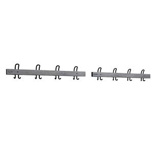 Eurokraft pro Kapstoklijst met dubbele haken, lengte 2 x 1000 mm, 2 x 4 dubbele haken, oak silver