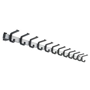 Kapstoklijst, aluminium, hakenafstand 100 mm, aluminium / zwart, 1200 mm, 12 haken