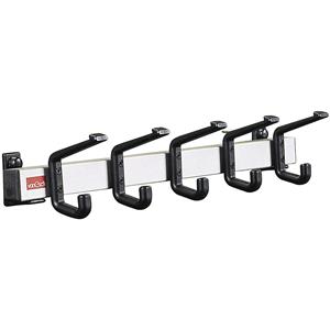 Kapstoklijst, aluminium, hakenafstand 100 mm, aluminium / zwart, 500 mm, 5 haken, VE = 2 stuks