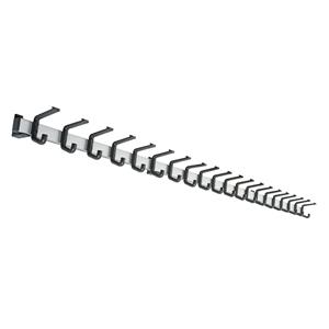 Kapstoklijst, aluminium, hakenafstand 100 mm, aluminium / zwart, 2000 mm, 20 haken