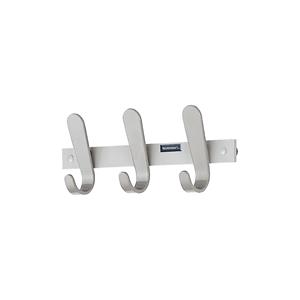 Eurokraft pro Kapstoklijst, 3 mantelhaken, h x b x d = 130 x 360 x 60 mm, VE = 2 stuks, haakkleur zilver