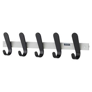 Eurokraft pro Kapstoklijst, 5 mantelhaken, h x b x d = 130 x 600 x 60 mm, VE = 2 stuks, haakkleur zwart