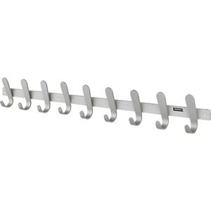 Eurokraft pro Kapstoklijst, 9 mantelhaken, h x b x d = 130 x 1080 x 60 mm, VE = 1 stuk, haakkleur zilver