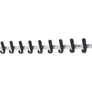 Eurokraft pro Kapstoklijst, 9 mantelhaken, h x b x d = 130 x 1080 x 60 mm, VE = 1 stuk, haakkleur zwart