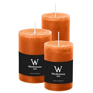 Wiedemann Cilinderkaarsen/stompkaarsen - set van 3 - rustieke kaars - cognac - 6x9/6x12/7x10 cm -