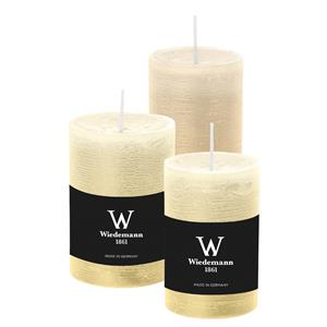 Wiedemann Cilinderkaarsen/stompkaarsen - set van 3 - rustieke kaars - creme wit - 6x9/6x12/7x10 cm -