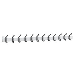 Eurokraft basic Kapstoklijst, blank aluminiumkleurig, 12 kunststof haken