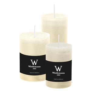 Wiedemann Cilinderkaarsen/stompkaarsen - set van 3 - rustieke kaars - ivoorwit - 6x9/6x12/7x10 cm -