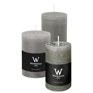 Wiedemann Cilinderkaarsen/stompkaarsen - set van 3 - rustieke kaars - lichtgrijs - 6x9/6x12/7x10 cm -