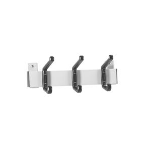 Eurokraft basic Kapstoklijst, blank aluminiumkleurig, VE = 2 stuks, 3 kunststof haken