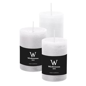 Wiedemann Cilinderkaarsen/stompkaarsen - set van 3 - rustieke kaars - wit - 6x9/6x12/7x10 cm -
