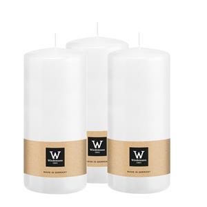 Wiedemann Cilinderkaars/stompkaars - 3x - wit - 15 x 7 cm - 63 branduren -