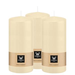 Wiedemann Cilinderkaars/stompkaars - 3x - creme wit - 15 x 7 cm - 63 branduren -