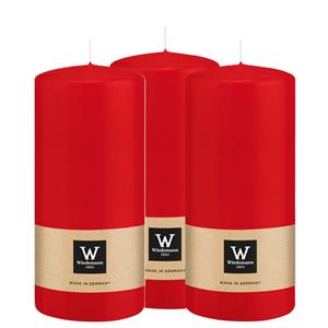 Wiedemann Cilinderkaars/stompkaars - 3x - rood - 15 x 7 cm - 63 branduren -
