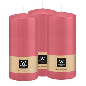Wiedemann Cilinderkaars/stompkaars - 3x - roze - 15 x 7 cm - 63 branduren -