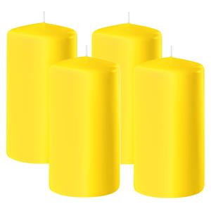 Enlightening Candles Cilinder/stompkaars - 4x - geel - D6 x H10 cm - branduur -