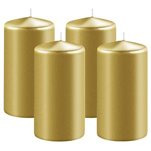 Enlightening Candles Cilinder/stompkaars - 4x - goud - D6 x H8 cm - 27 branduur -