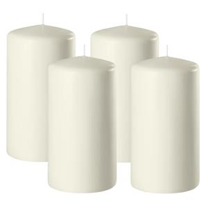 Enlightening Candles Cilinder/stompkaars - 4x - ivoor wit - D6 x H10 cm - branduur -
