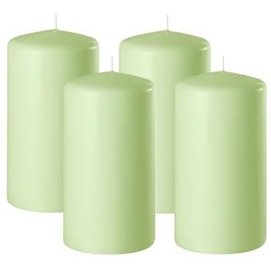 Enlightening Candles Cilinder/stompkaars - 4x - lichtgroen - D6 x H10 cm - branduur -