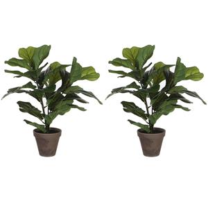 Mica Decorations 2x stuks groene ficus Lyrata kunstplant 45 cm voor binnen -