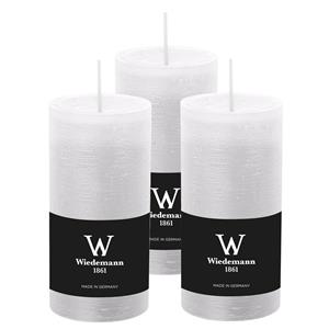 Wiedemann Cilinderkaars/stompkaars - 3x - rustieke kaars - wit - 6 x 12 cm - branduren -