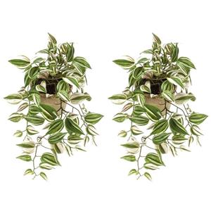 Shoppartners 2x Groene Tradescantia/vaderplant kunstplanten 70 cm -