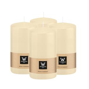 Wiedemann Cilinderkaars/stompkaars - 4x - creme wit - 12 x 6 cm - 33 branduren -