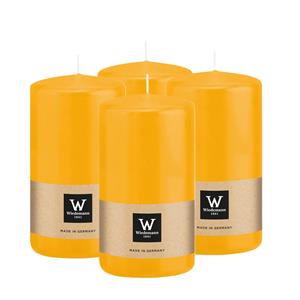 Wiedemann Cilinderkaars/stompkaars - 4x - geel - 12 x 6 cm - 33 branduren -