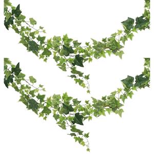 Chaks kunstplant/hangplant slinger - 2x - Klimop/hedera - groen - 180 cm -