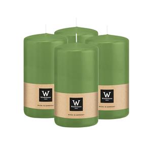 Wiedemann Cilinderkaars/stompkaars - 4x - lichtgroen - 12 x 6 cm - 33 branduren -