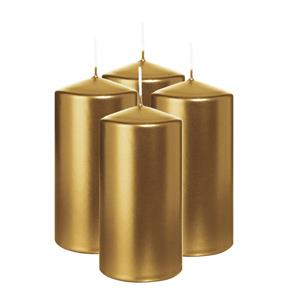 Wiedemann Cilinderkaars/stompkaars - 4x - metallic goud - 12 x 6 cm - 33 branduren -