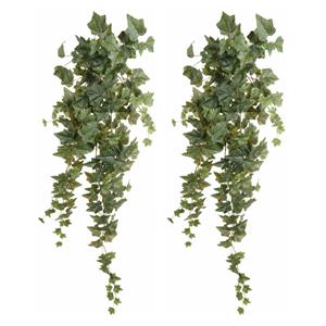 Emerald kunstplant/hangplant - 2x - Klimop/hedera - groen - 100 cm lang -