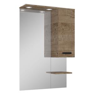 ROYO Aquavive Spiegel Met Led-lichtpaneel En Eik Kast Met Zwarte Handgreep 80cm
