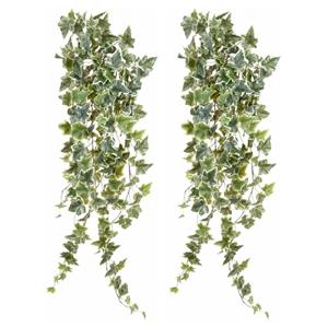 Emerald kunstplant/hangplant - 2x - Klimop/hedera - groen/wit - 100 cm lang -