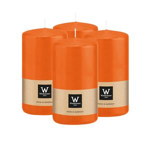 Wiedemann Cilinderkaars/stompkaars - 4x - oranje - 12 x 6 cm - 33 branduren -