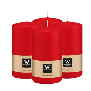 Wiedemann Cilinderkaars/stompkaars - 4x - rood - 12 x 6 cm - 33 branduren -