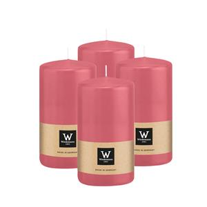 Wiedemann Cilinderkaars/stompkaars - 4x - roze - 12 x 6 cm - 33 branduren -