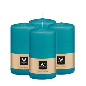 Wiedemann Cilinderkaars/stompkaars - 4x - turquoise - 12 x 6 cm - 33 branduren -