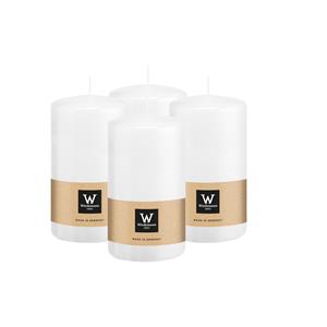 Wiedemann Cilinderkaars/stompkaars - 4x - wit - 12 x 6 cm - 33 branduren -