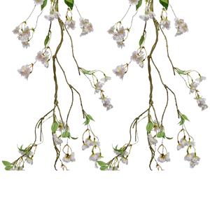 Everlands 3x stuks kunstbloem/bloesem takken slingers - wit/roze - 130 cm -