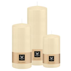 Wiedemann Cilinderkaarsen/stompkaarsen - set van 3 - creme wit - 6x12/7x15/7x20 cm -