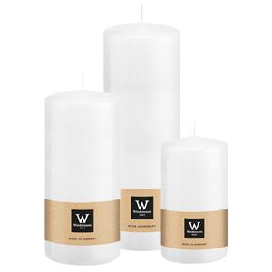 Wiedemann Cilinderkaarsen/stompkaarsen - set van 3 - wit - 6x12/7x15/7x20 cm -