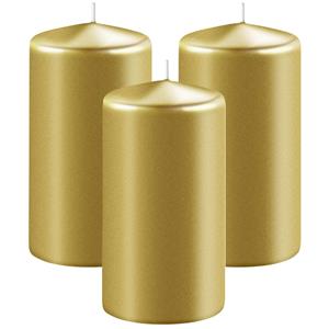 Enlightening Candles Cilinder/stompkaars - 3x - goud - D6 x H10 cm - branduur -