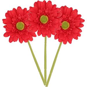 DK Design Kunstbloemen boeket Gerbera - 8x - 72 cm - rood - Real Touch - kunst zijdebloemen -