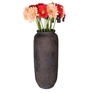 DK Design Kunstbloemen boeket Gerbera - 8x - 72 cm - zalm/rood - real touch - kunst zijdebloem -