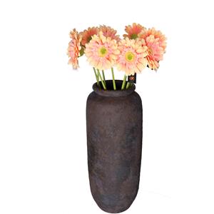 DK Design Kunstbloemen boeket Gerbera - 8x - 72 cm - zalmkleurig - Real Touch - kunst zijdebloemen -